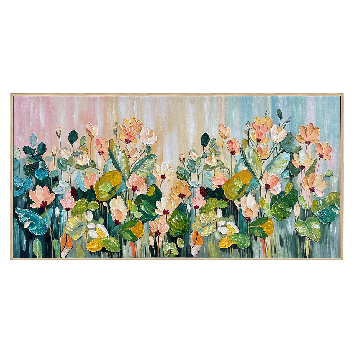Blush Meadow Floral Impasto Oil Painting