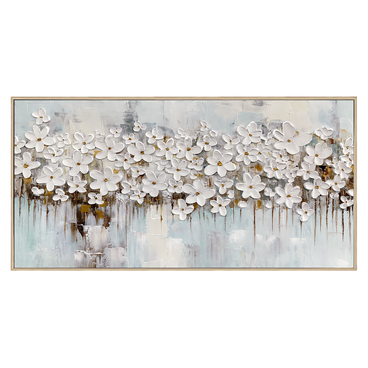 Soft Petal Drift White Floral Abstract Painting