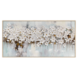 Soft Petal Drift White Floral Abstract Painting