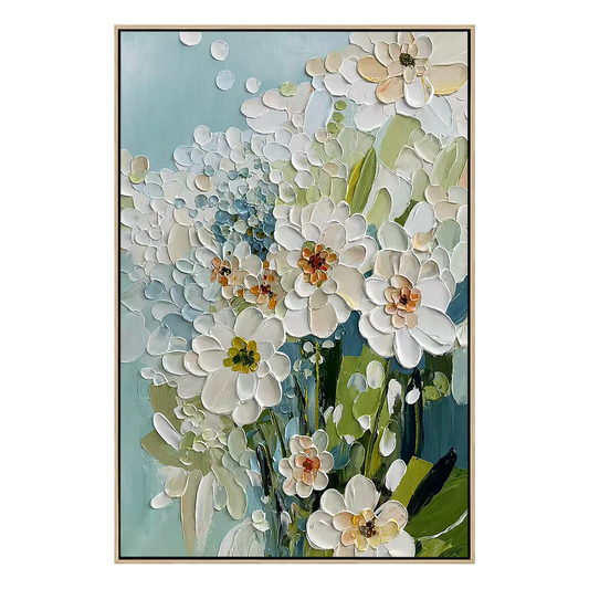 Spring Breeze White Floral Abstract Painting