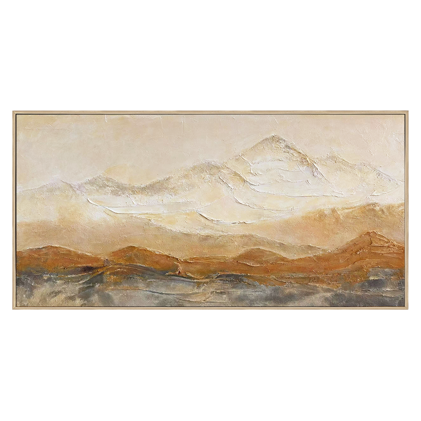Golden Mist Mountain Textured Painting