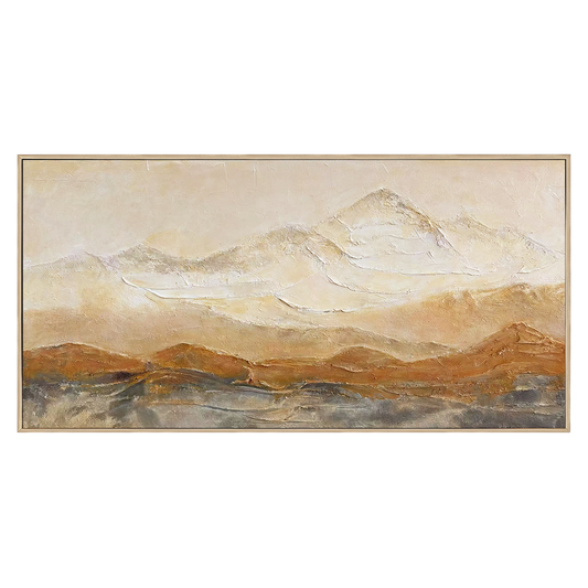 Golden Mist Mountain Textured Painting