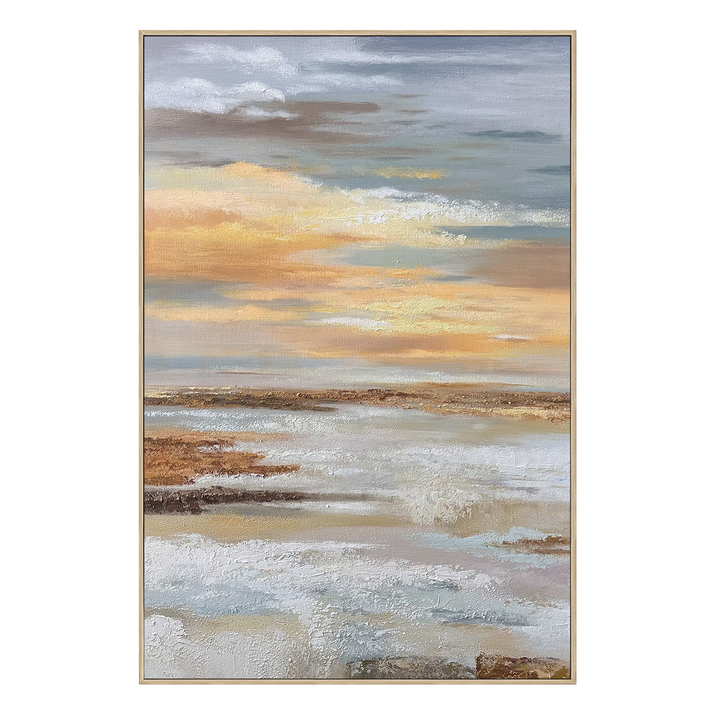 Golden Horizon Abstract Sunset Landscape Painting #RFX4£¨77£©