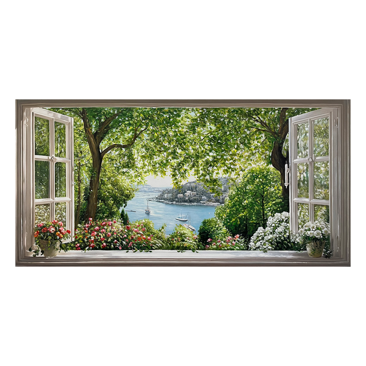 Window Escape¨CSerene Lake Landscape Painting