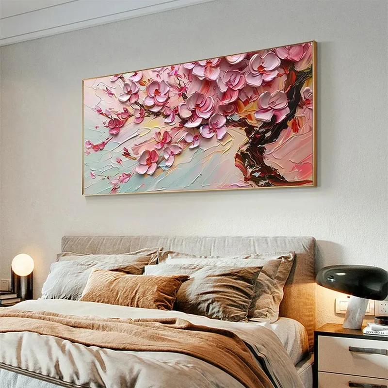 Pink Cherry Flower Textured Painting