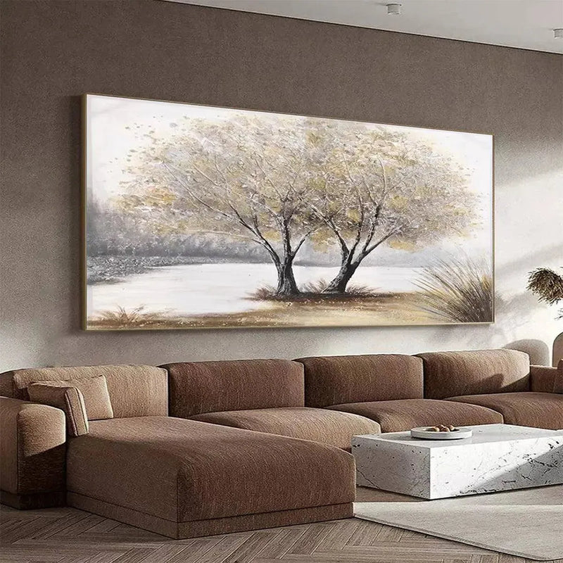 Tree by the Lake Textured Painting
