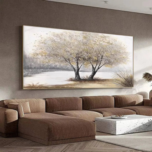 Tree by the Lake Textured Painting