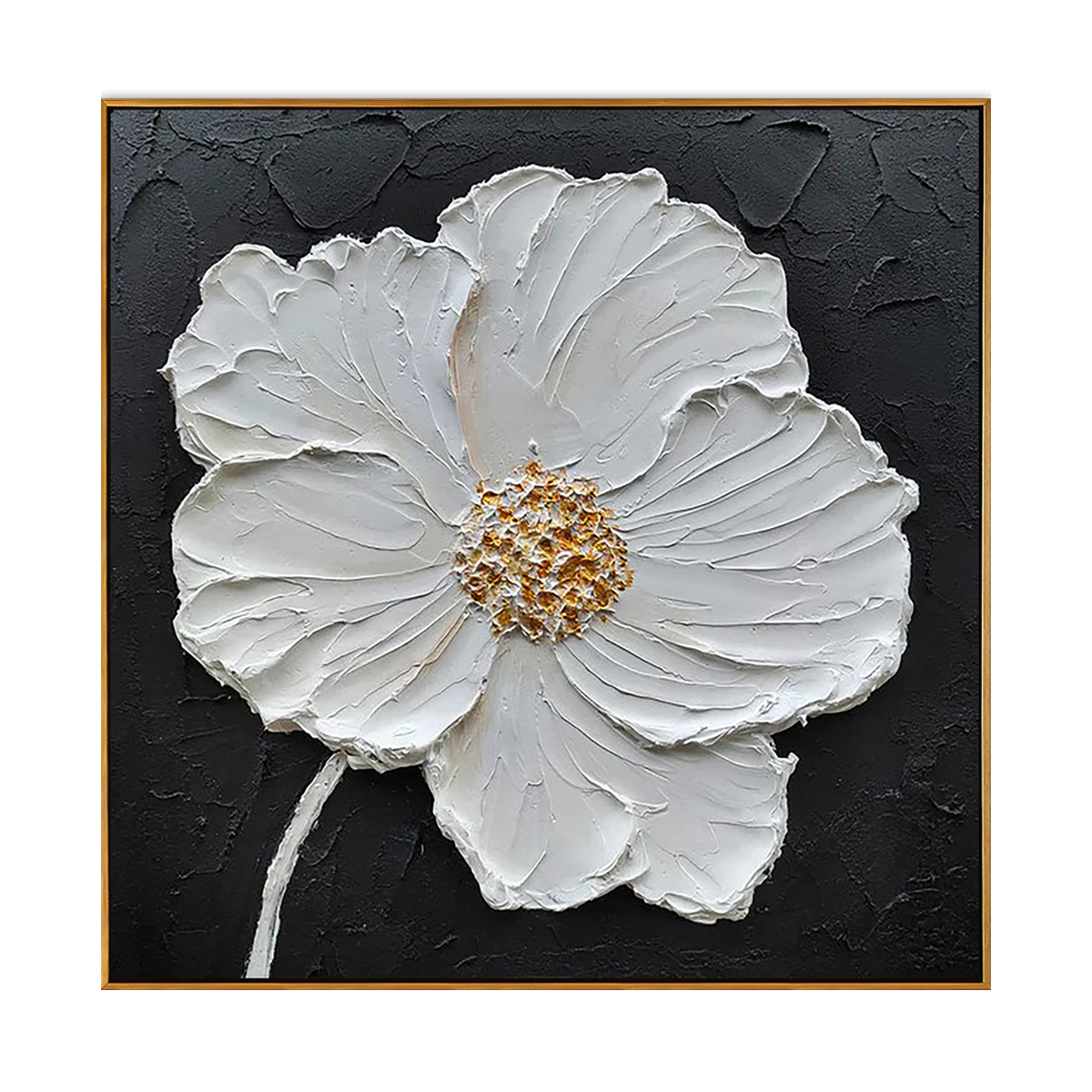 Midnight Pearl Textured Floral Painting