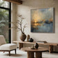 Golden Dusk Reflections Abstract Painting