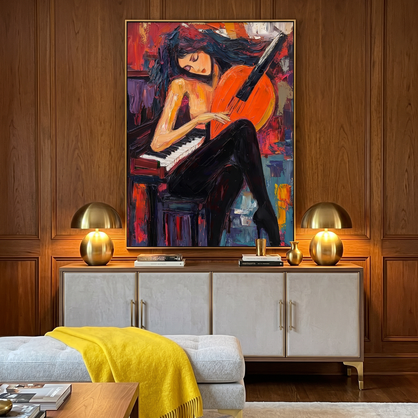 Melody in Red Musician Canvas Art