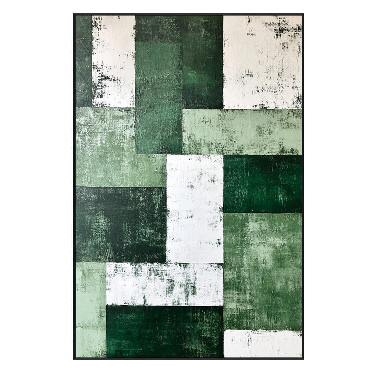 Verdant Geometry Abstract Painting