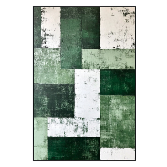 Verdant Geometry Abstract Painting