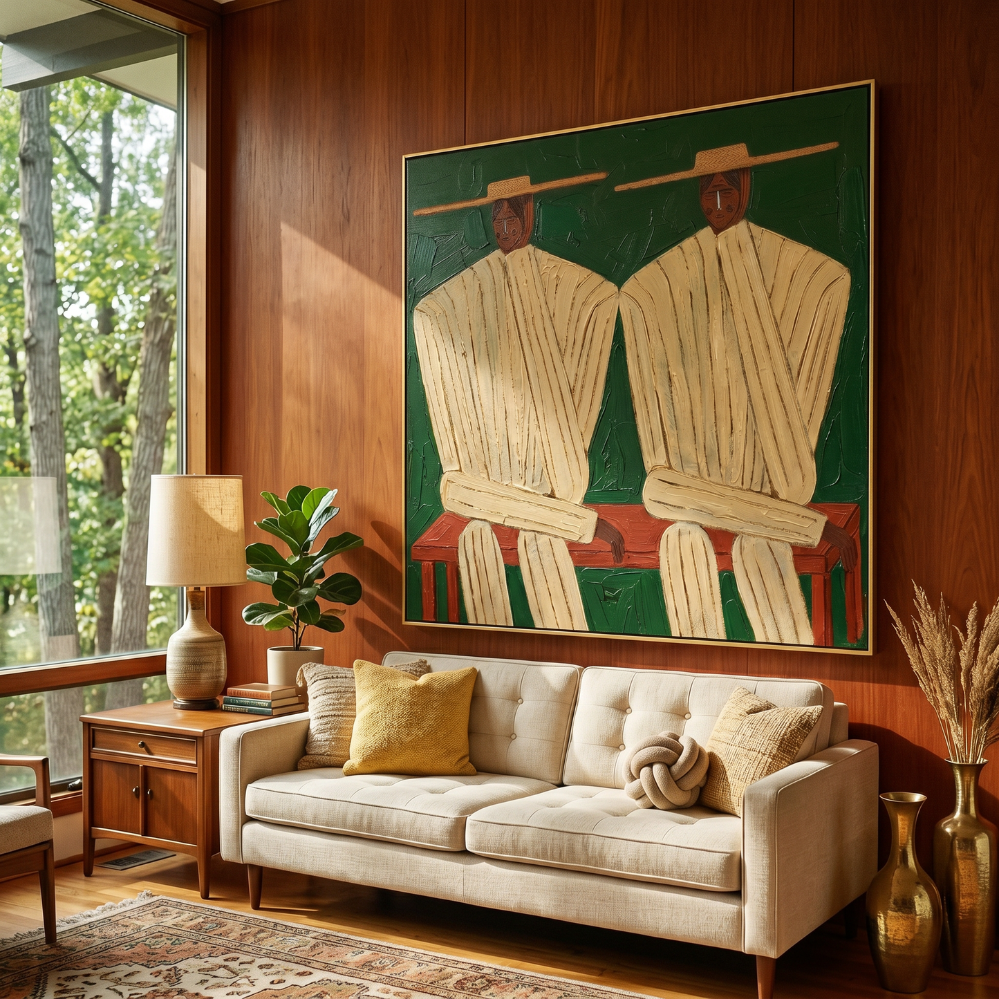 Desert Twins Textured Portrait Canvas Art
