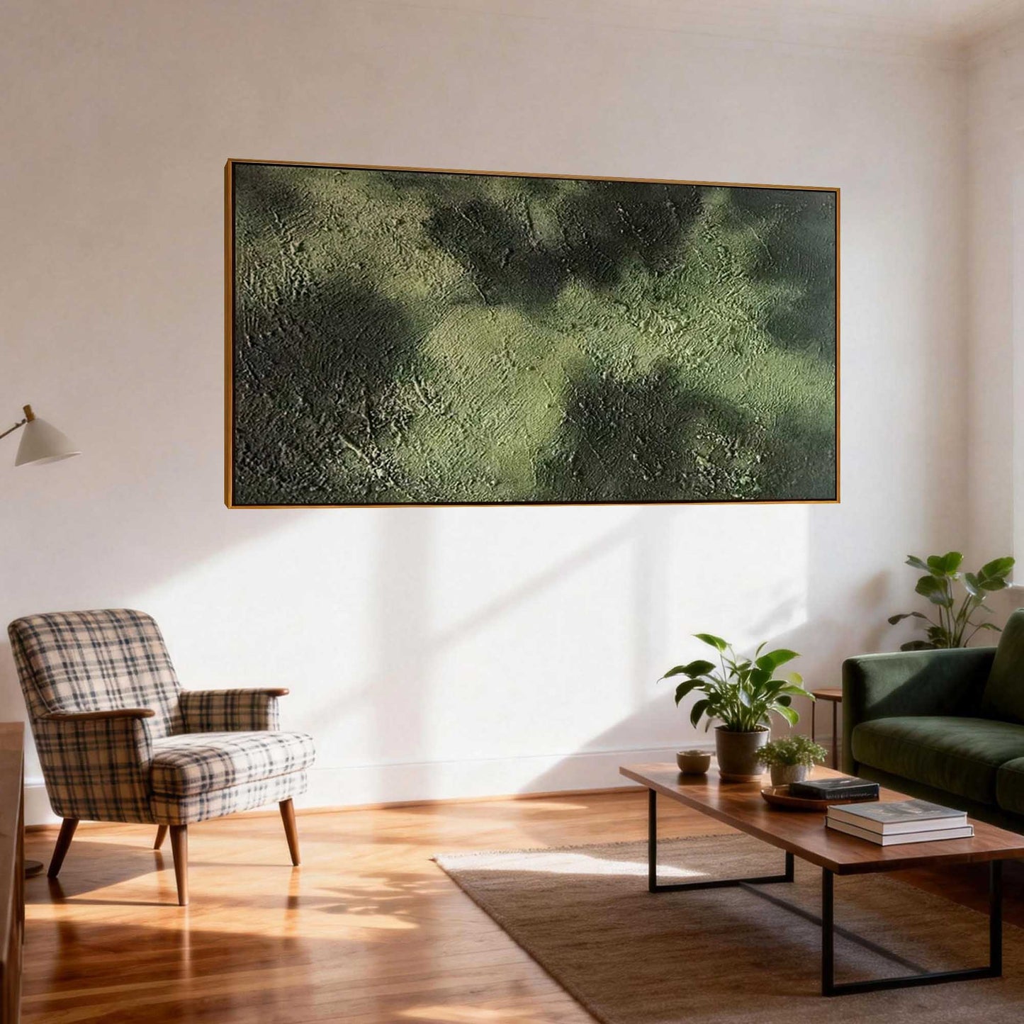 Emerald Moss Textured Abstract Canvas Art