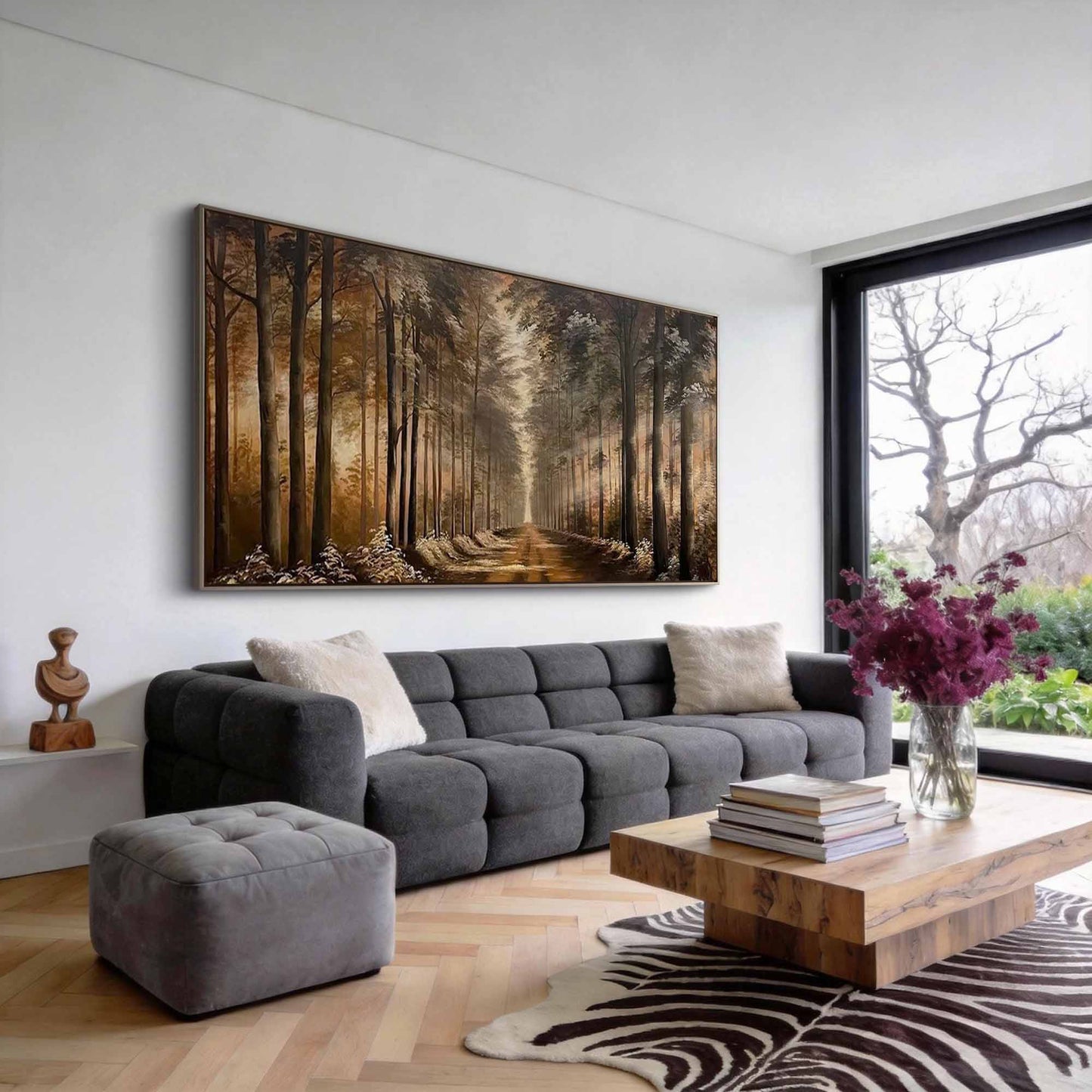 Golden Hour Forest Path Painting