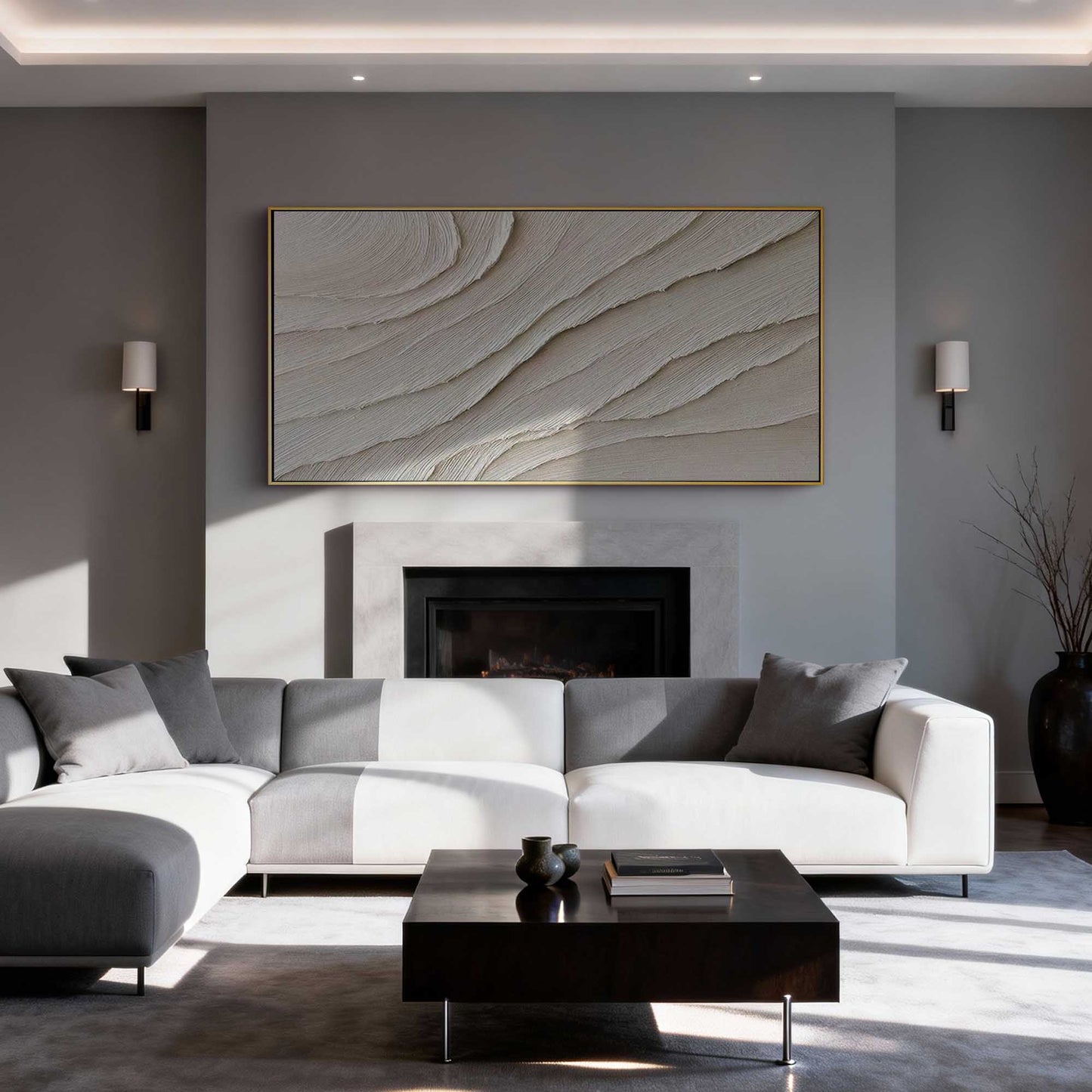 Cream Wave Textured Painting