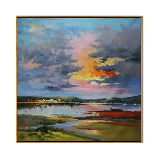 Sunset Harbor Impressionist Landscape Canvas Art