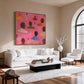 Crowd on Pink Abstract Painting