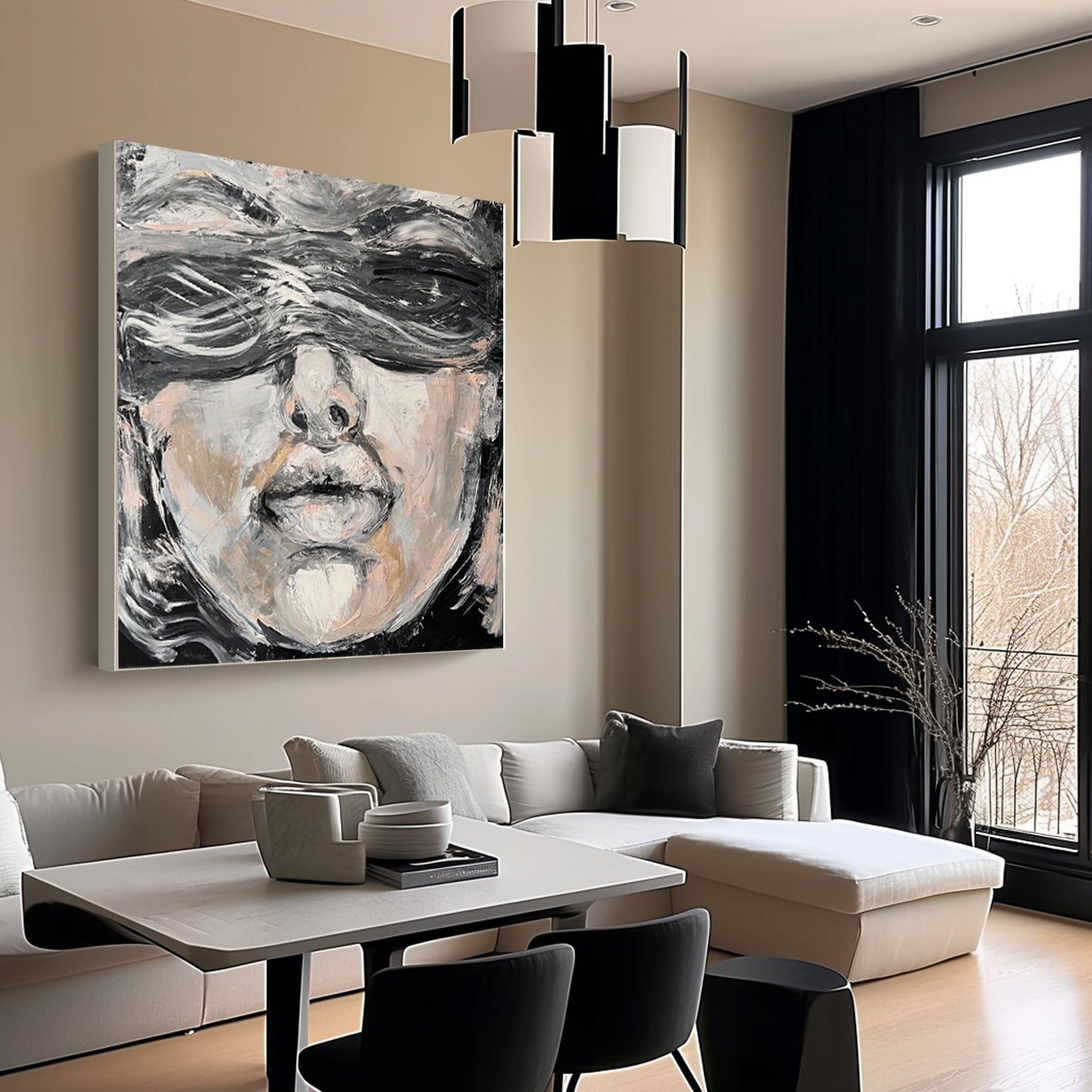 Midnight Whisper Monochrome Portrait Painting