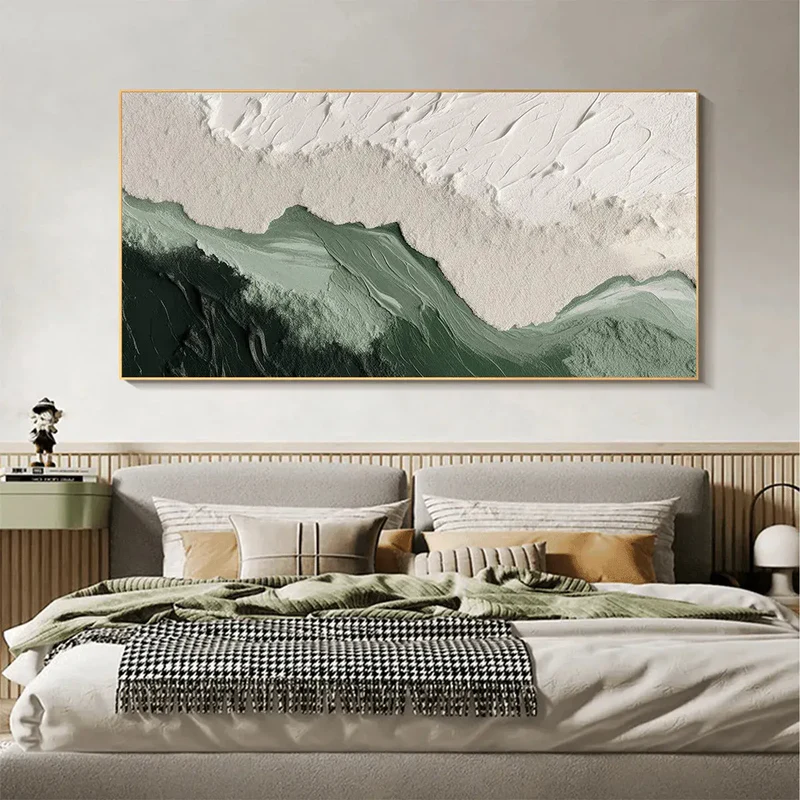 Mist Valley Textured Green Abstract Painting