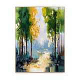 Sunlit City Walkway Impasto Canvas Art
