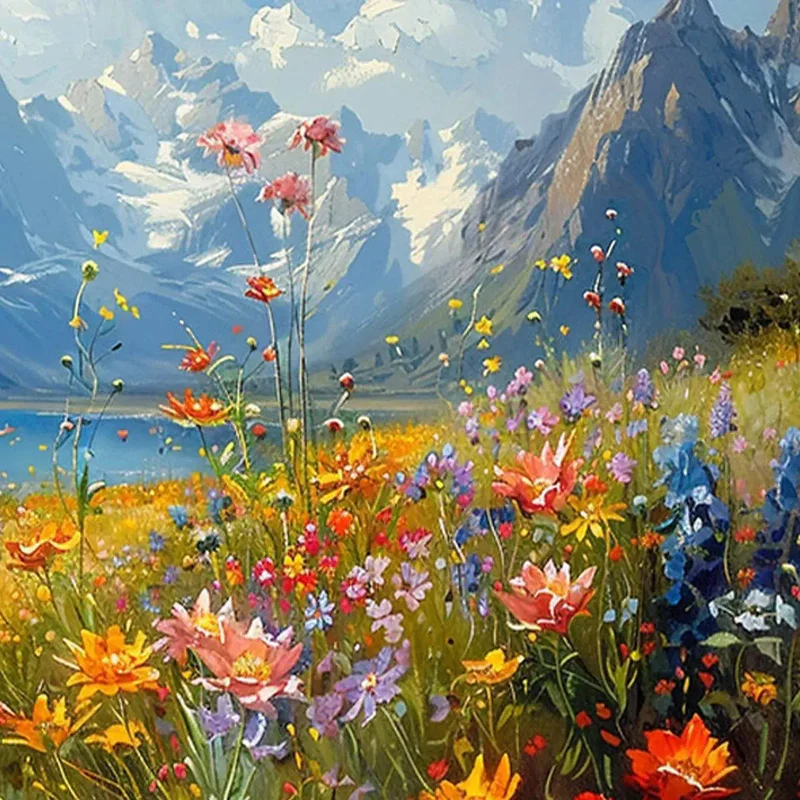 Blooming Valley Landscape Oil Painting