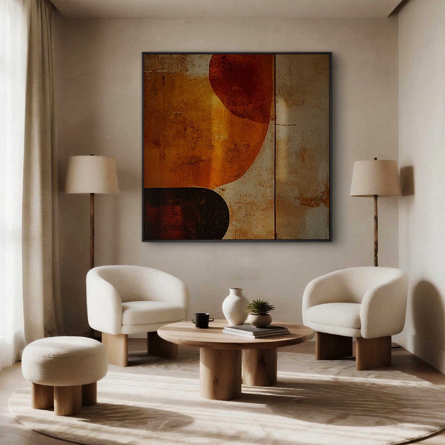 Amber Geometric Abstract Painting