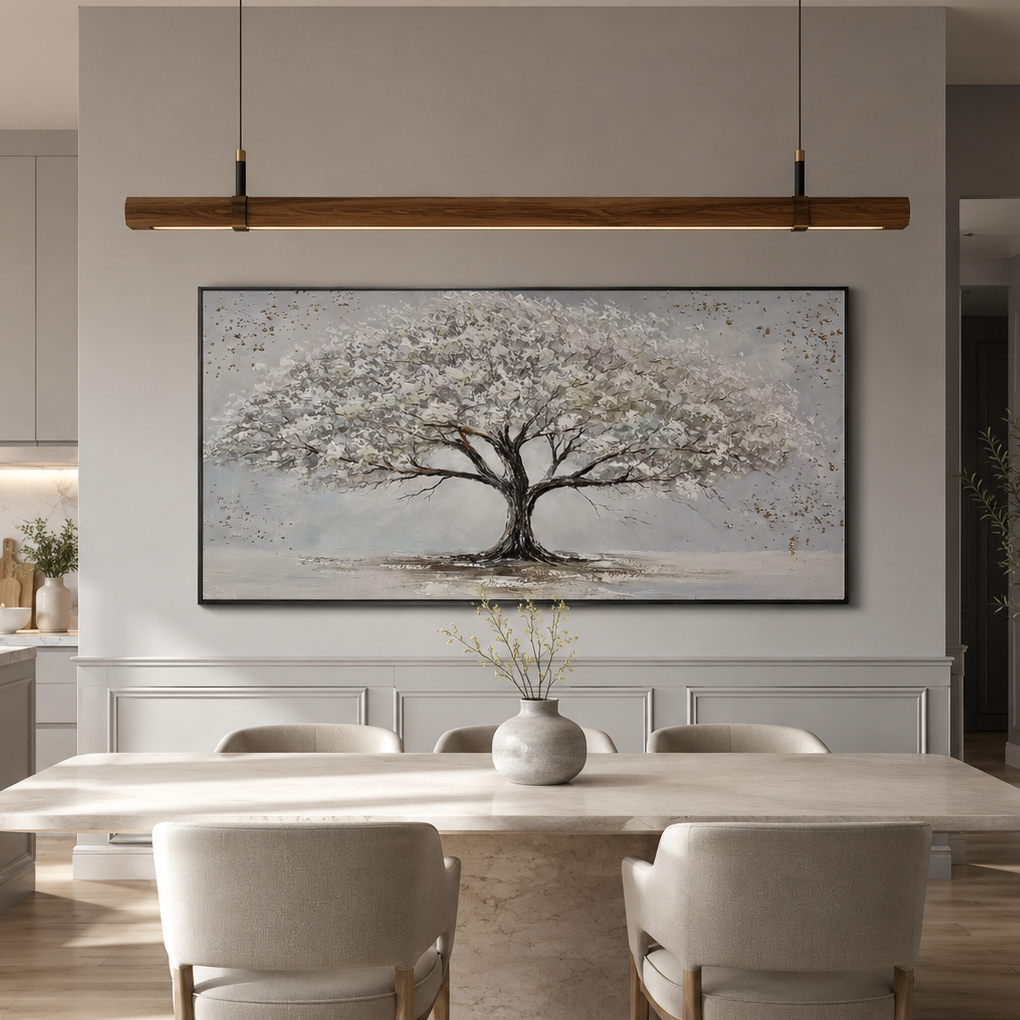 Silver Tree Textured Painting