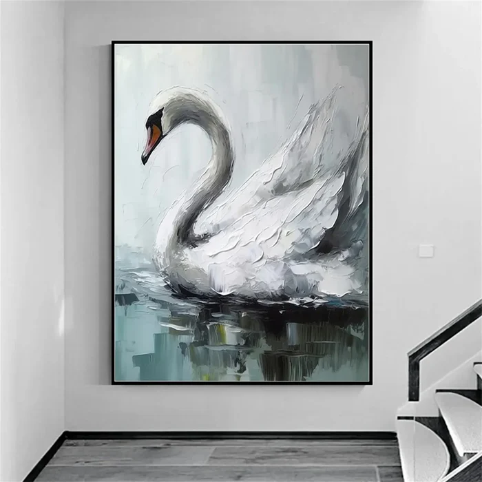 Serenity White Swan Painting