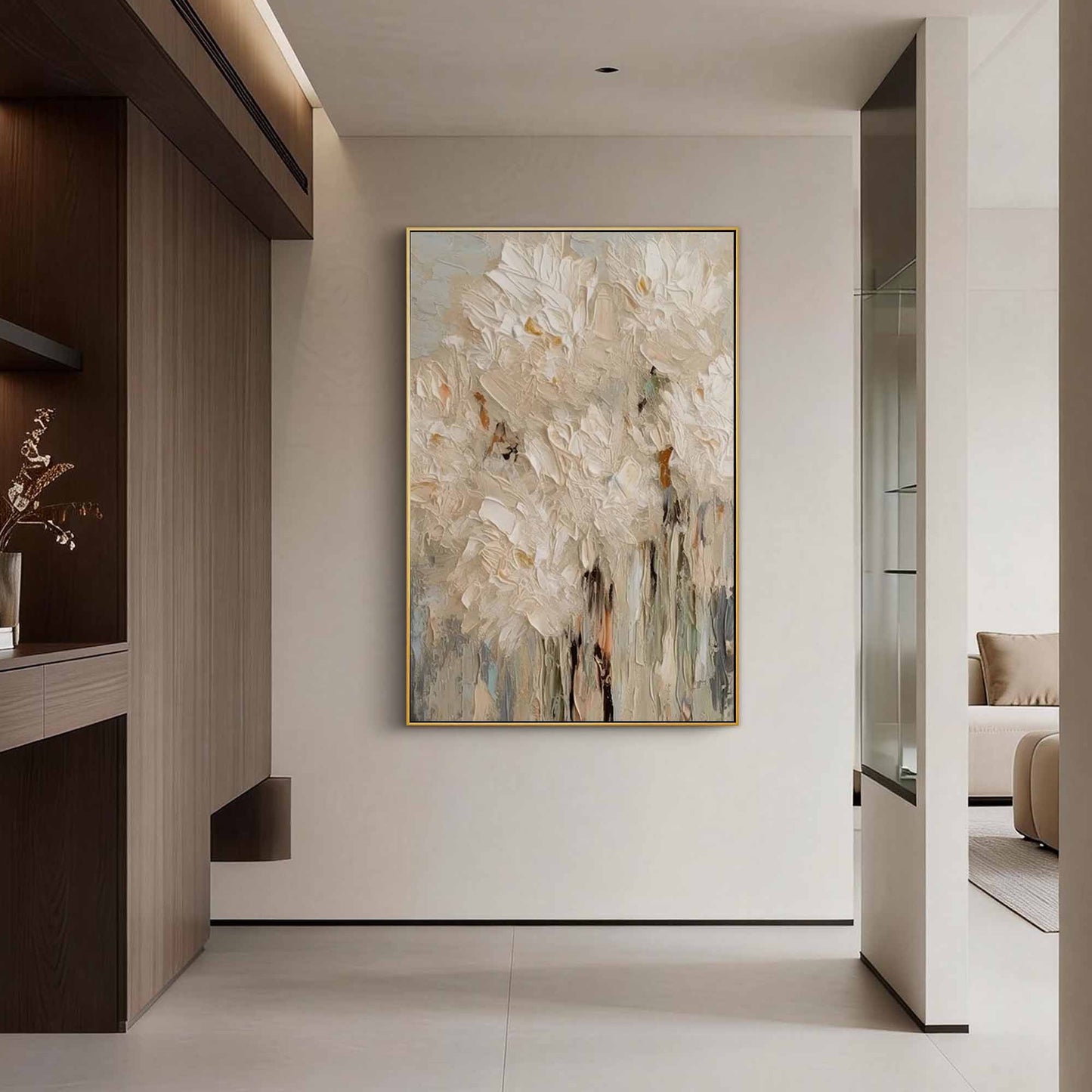 Ivory Bloom Impasto Flower Canvas Art