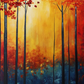 Golden Ember Forest Painting