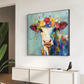 Floral Harmony Colorful Cow Painting