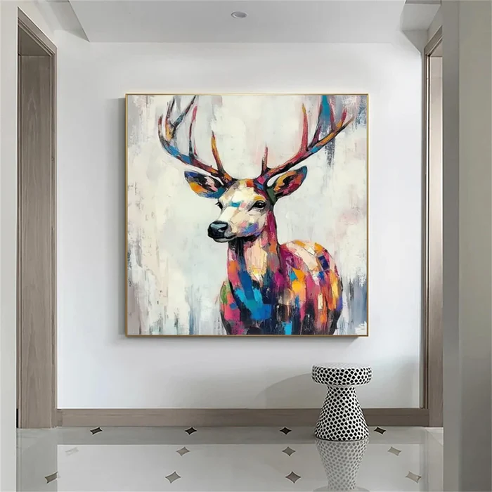 Vivid Spectrum Deer Painting