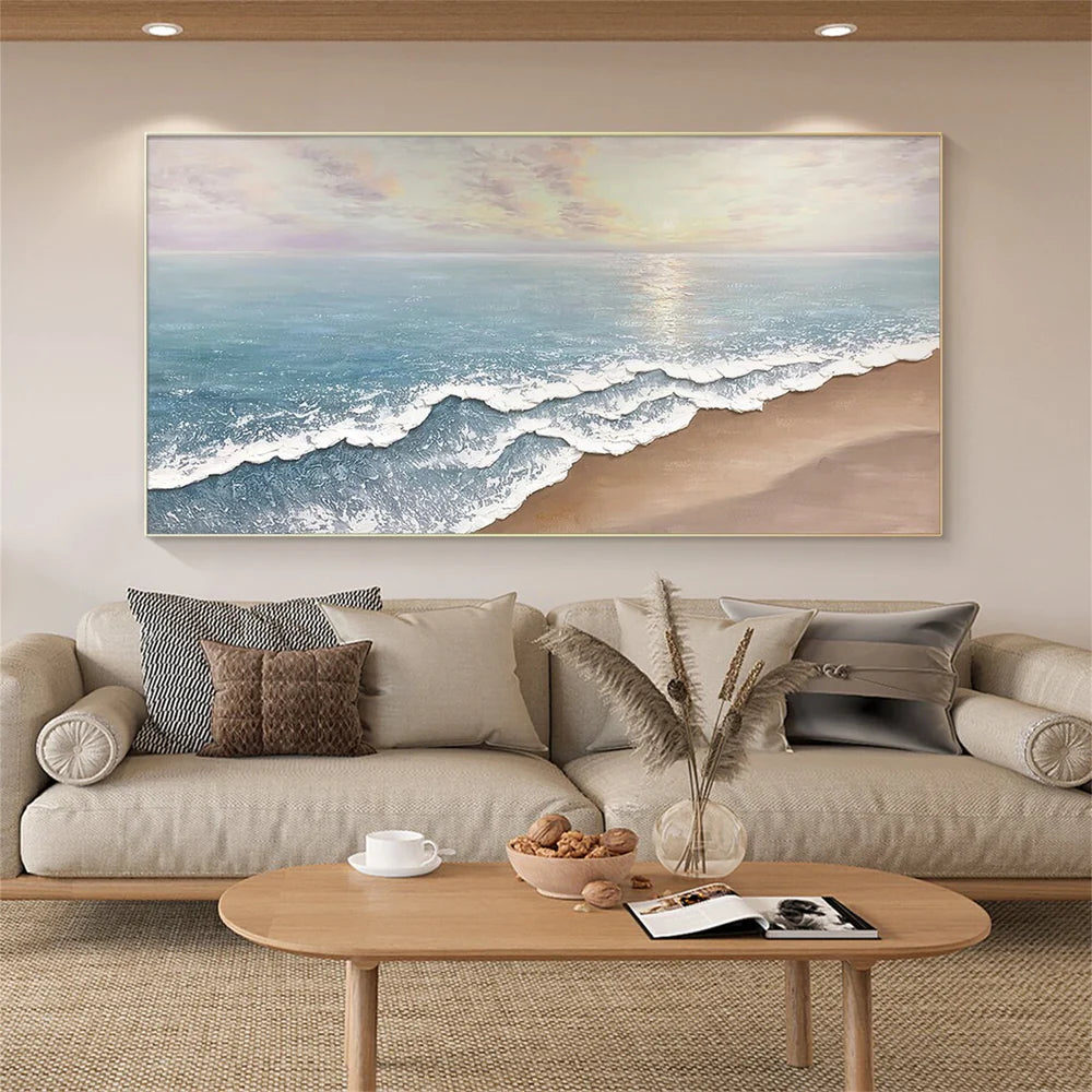 Golden Horizon-Beach Waves Painting