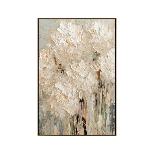 Ivory Bloom Impasto Flower Canvas Art