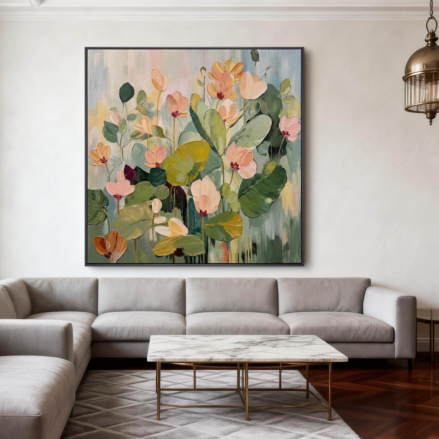 Serene Cyclamen Bloom Impasto Floral Painting