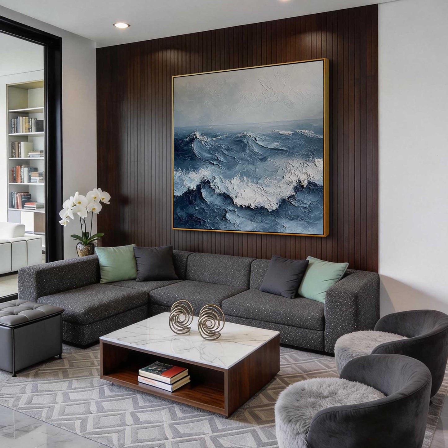 Tempest Blue Ocean Impasto Painting