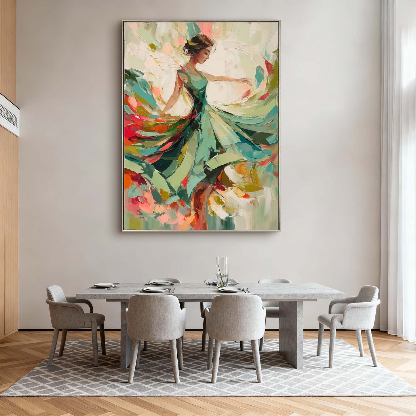 Emerald Ballerina Impasto Canvas Art