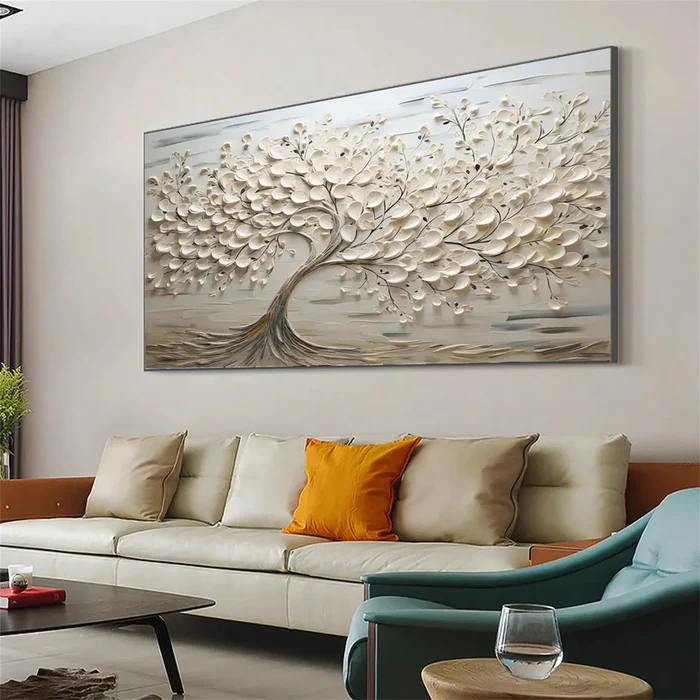 Ethereal Silver Tree Painting