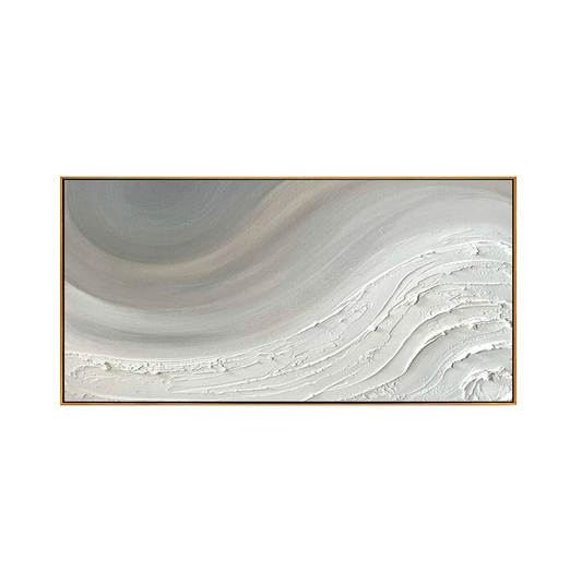 Soft Gray Wave Abstract Painting