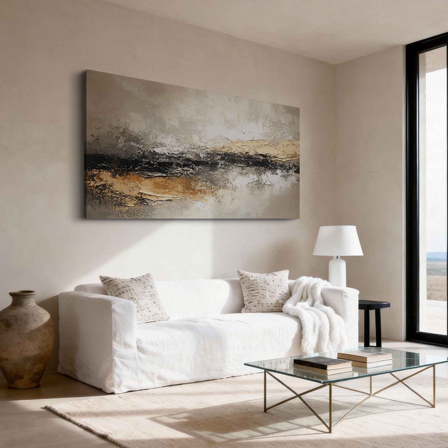 Black Gold Horizon Abstract Painting