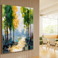 Sunlit City Walkway Impasto Canvas Art