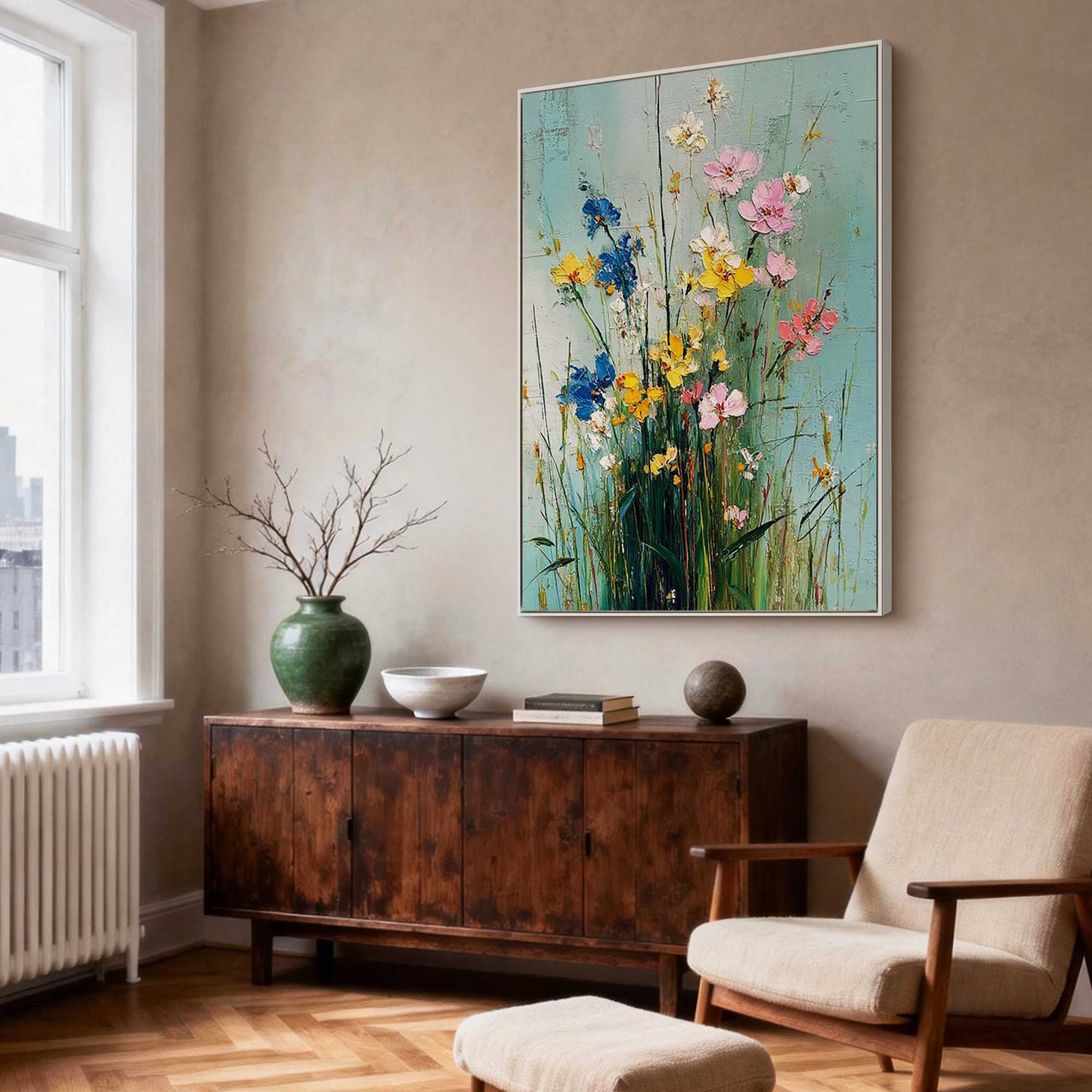 Wildflower Breeze Impasto Floral Oil Painting