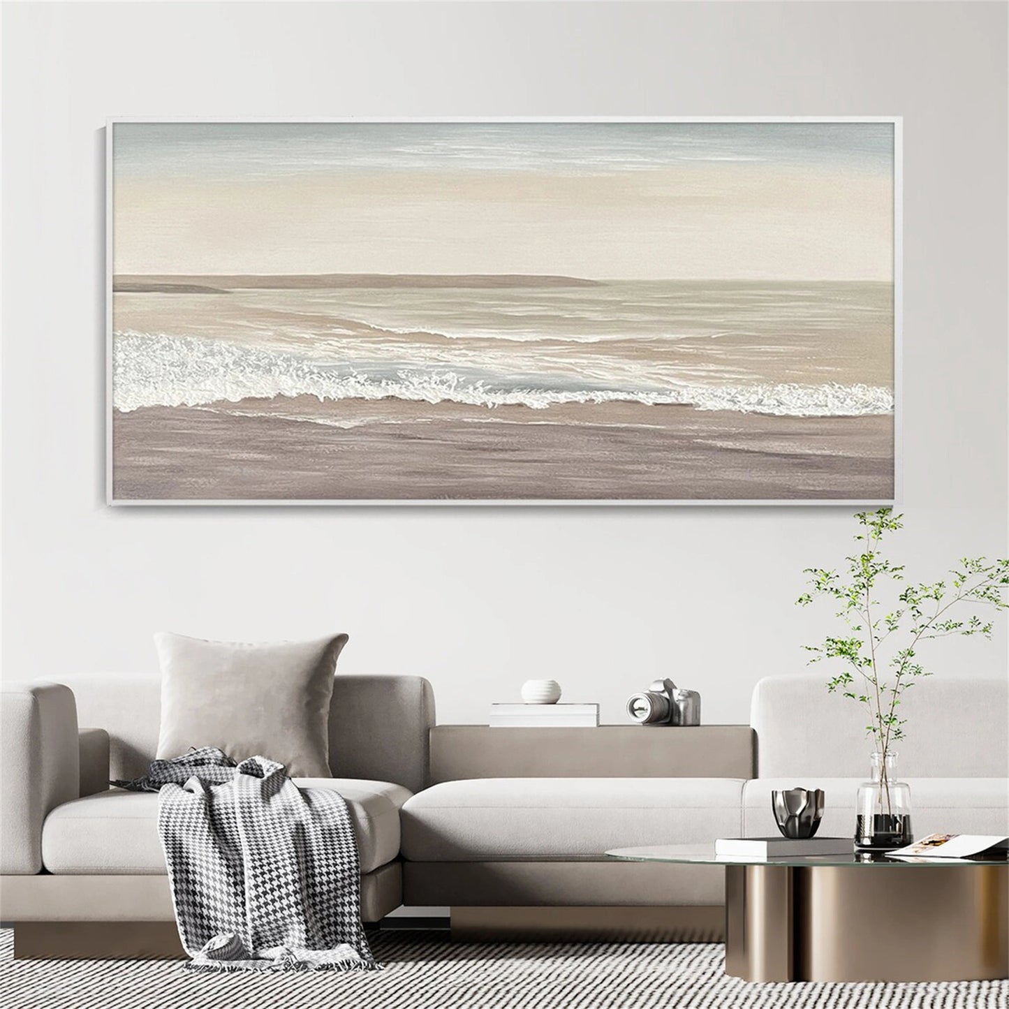 Sandy Calm-Beige Ocean Painting