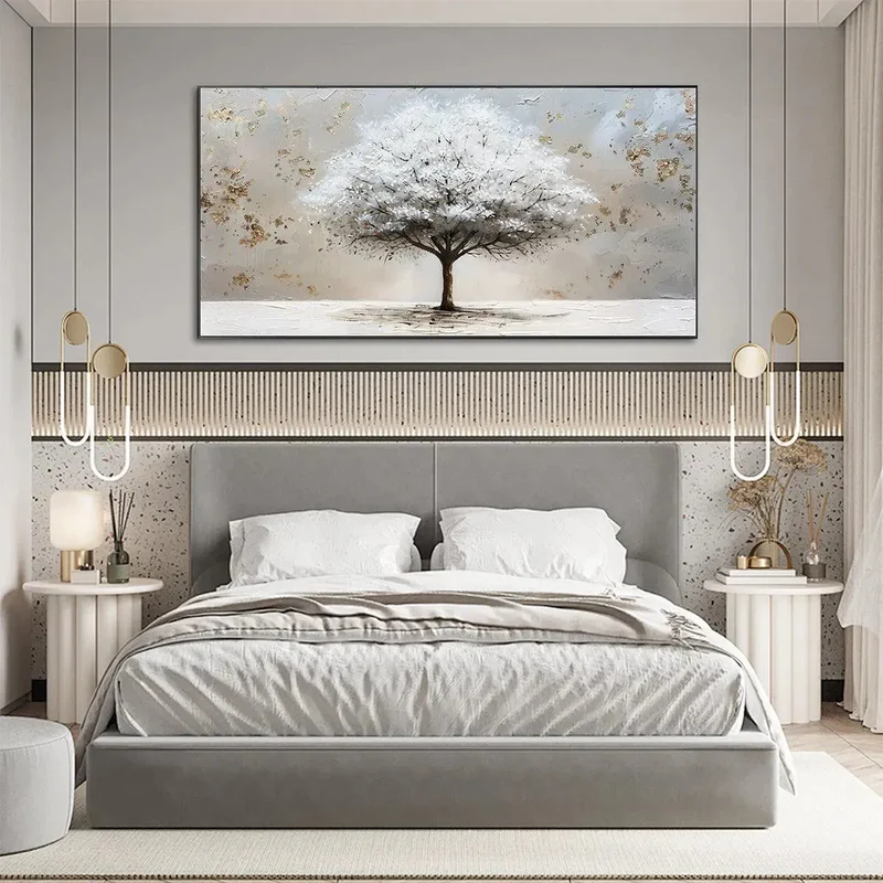 White Tree Textured Painting