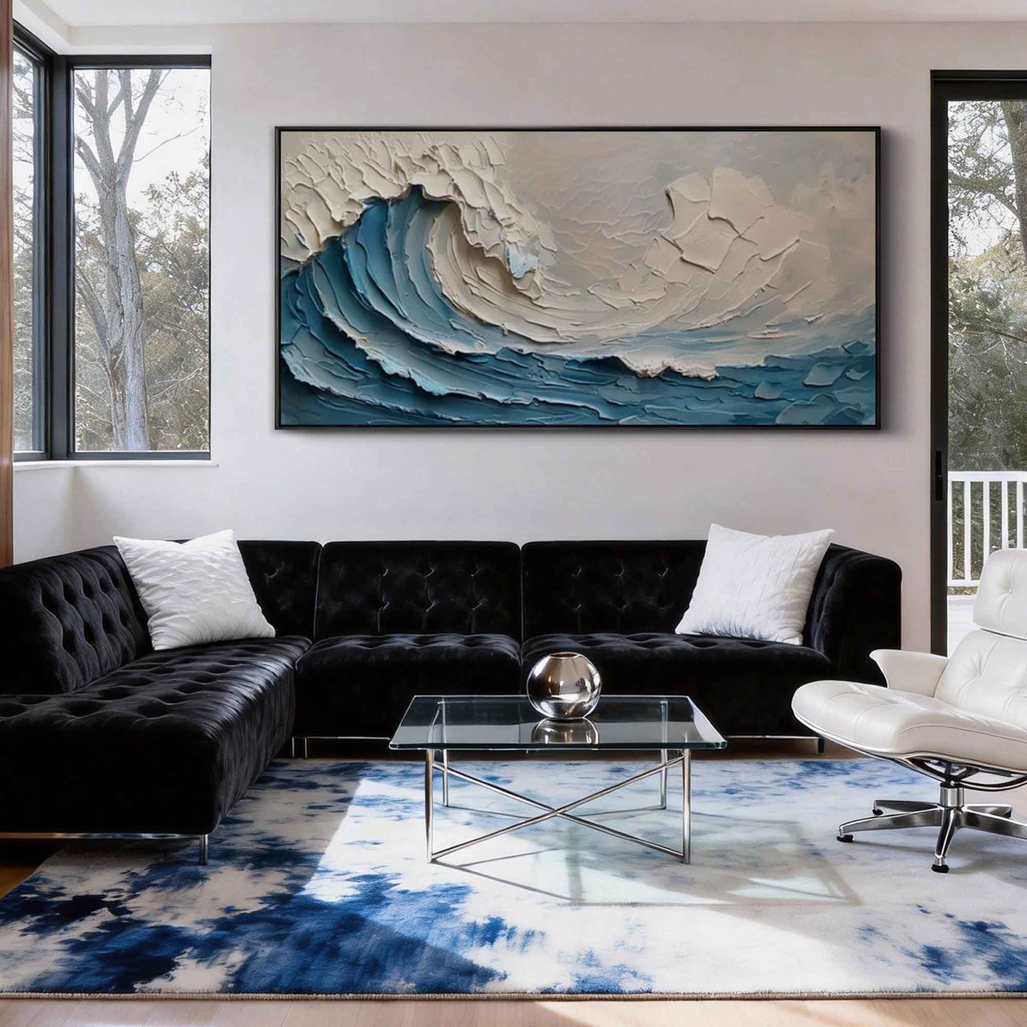 Turquoise Crested Wave Thick Texture Painting