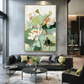 Emerald Lotus–Textured Botanical Oil Painting