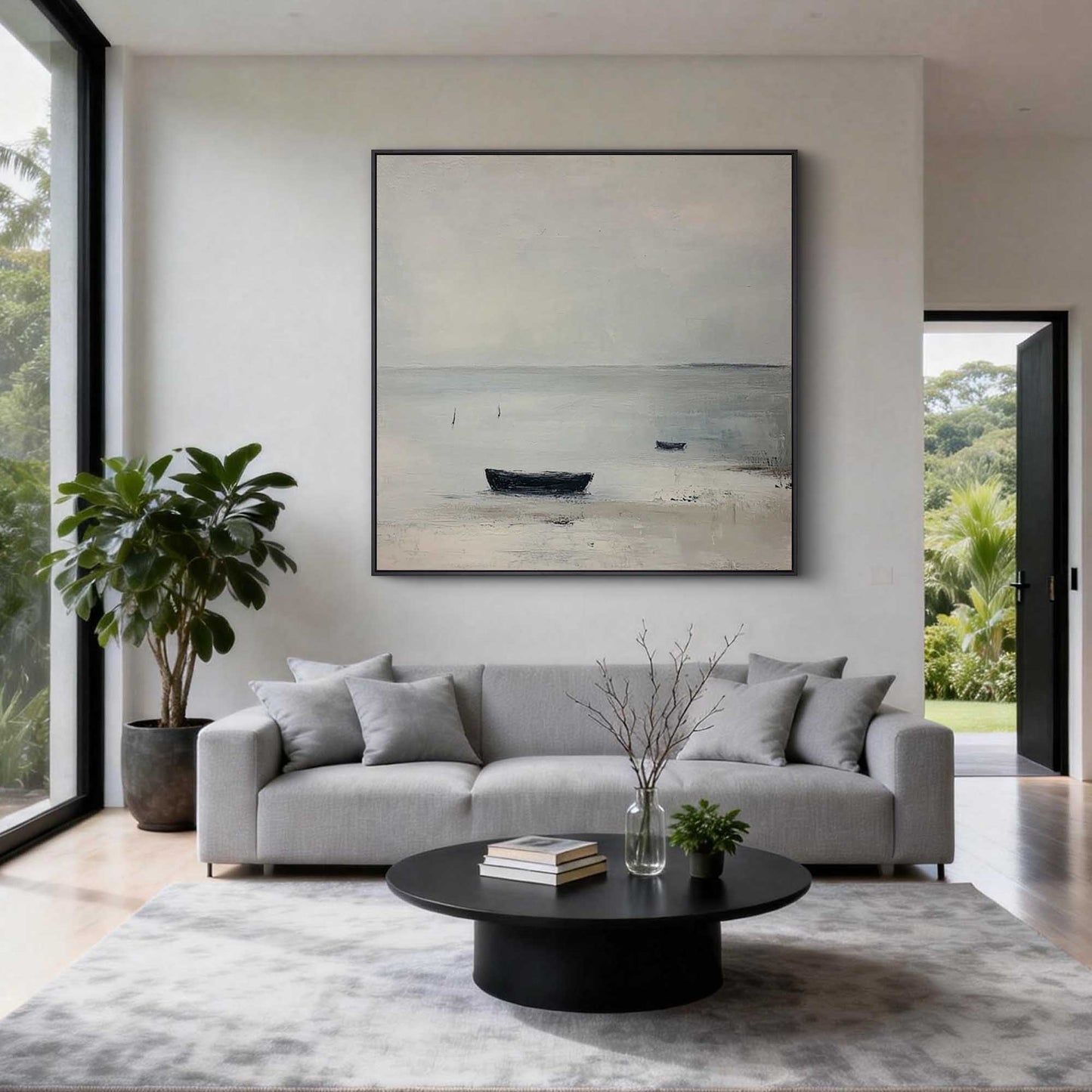 Still Shore Boat Landscape Painting