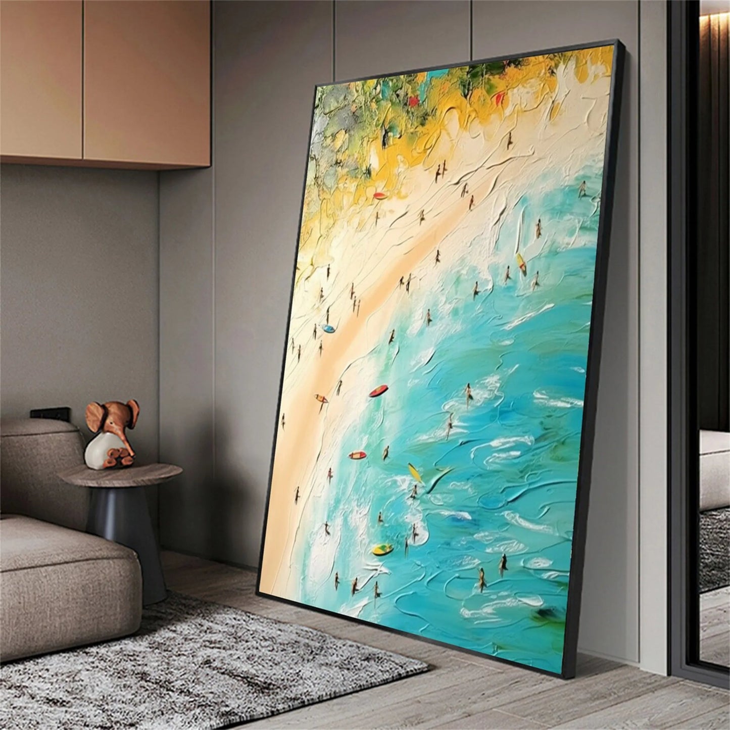 Sunlit Surf-Green Beach Scene Painting