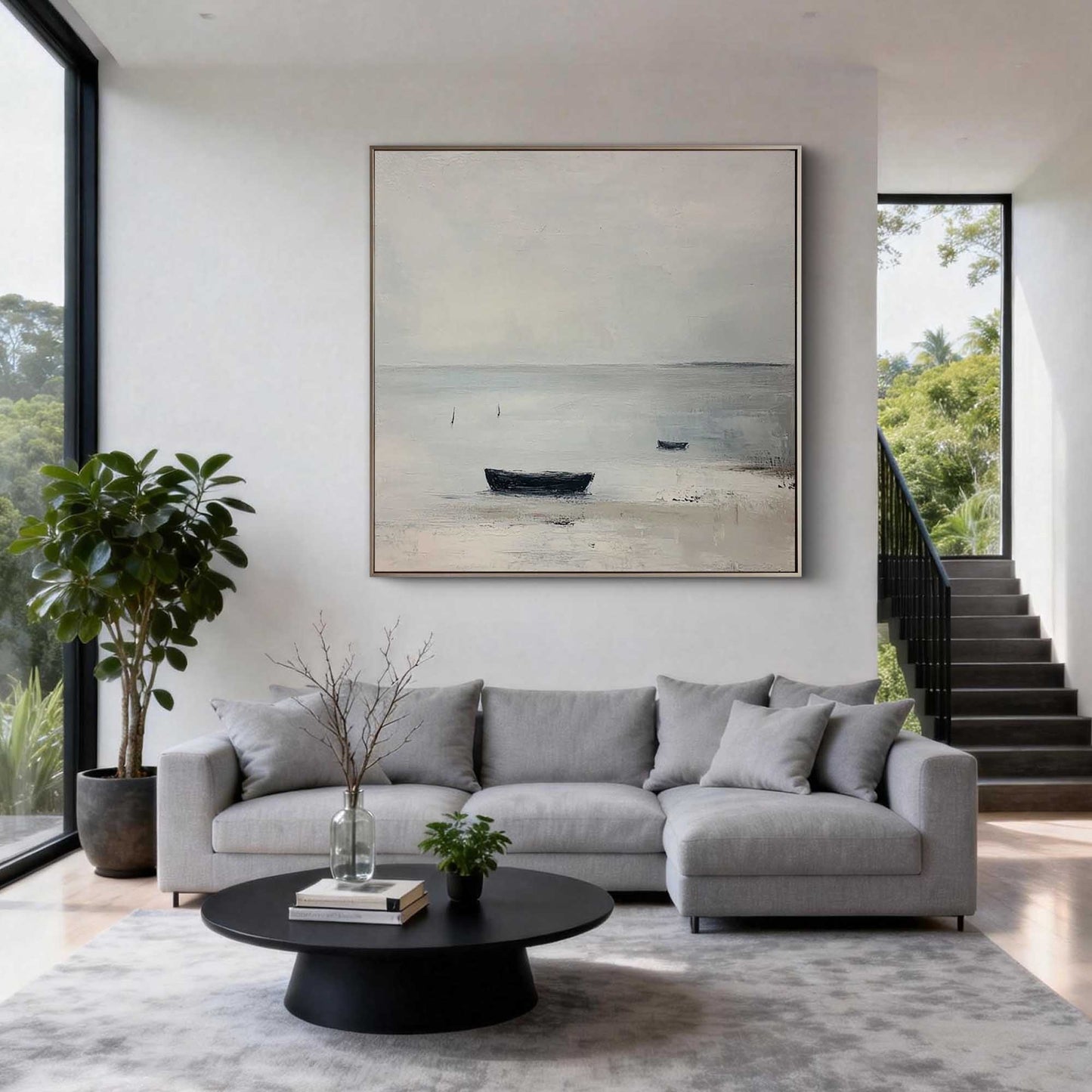 Still Shore Boat Landscape Painting